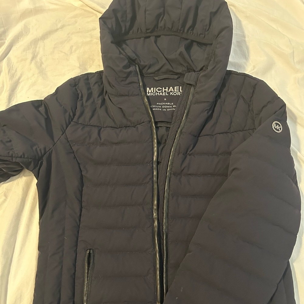 Michael Kors Women's Down Jacket Size S Navy Blue and black.